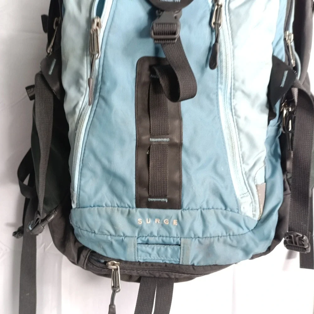 The North Face Surge Backpack Light Blue Gray Hiking Travel Commuter Bag s12